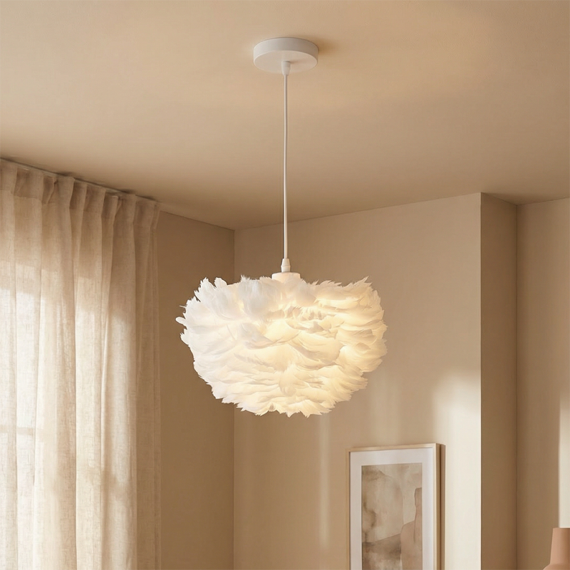 Candeeiro suspenso branco de tecido, Suzie Candeeiro suspenso branco de tecido, Suzie