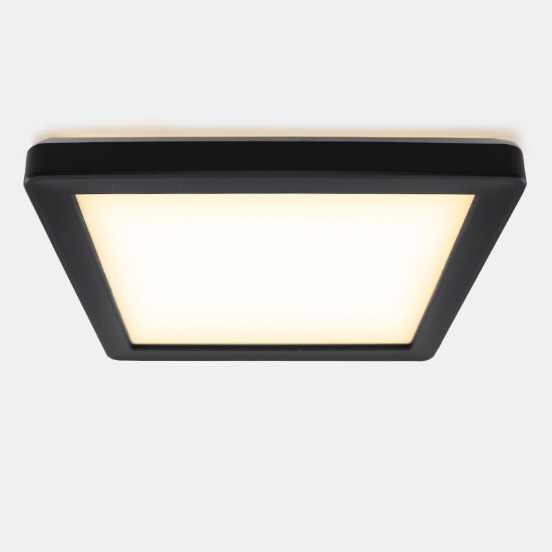 Candeeiro de teto para casa de banho preto de plástico, Shivani, 15W, LED 3000K, IP44