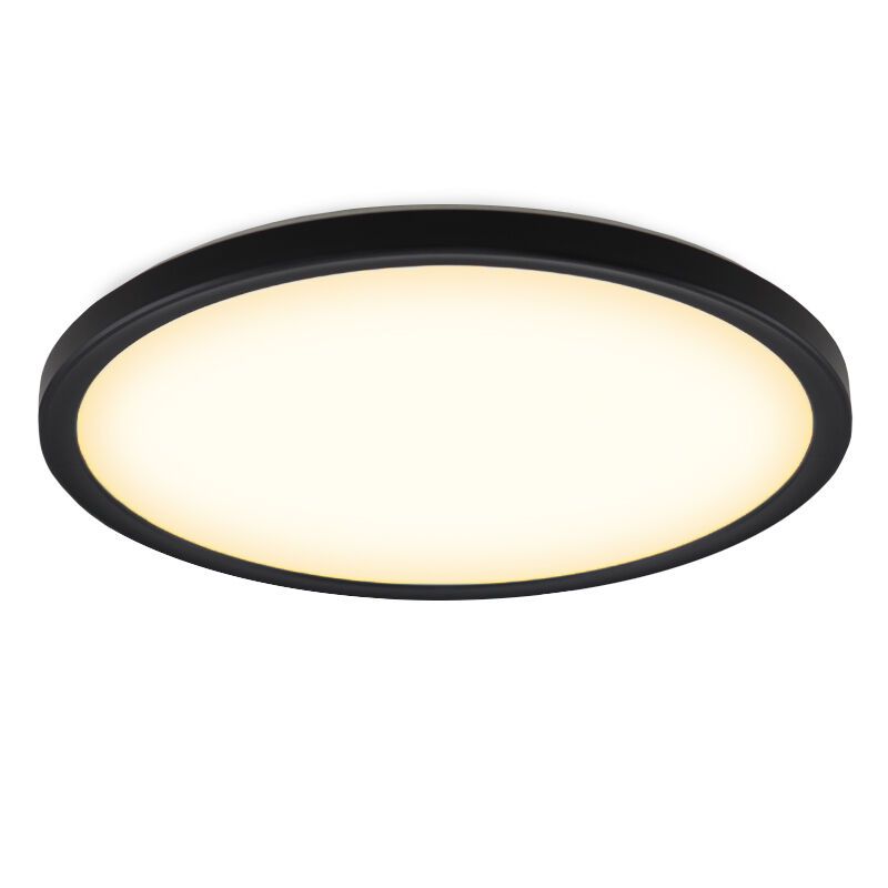 Plafon preto de plástico, Shona, 22W, LED 3000K, regulável em 3 níveis