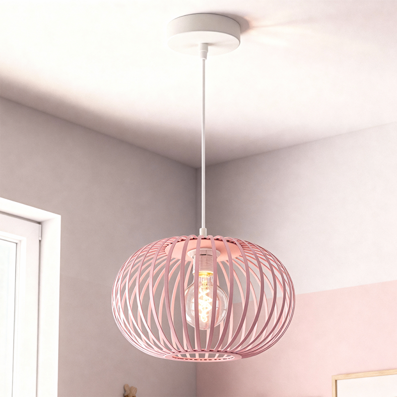 Candeeiro suspenso quarto infantil rosa industrial, Lieve