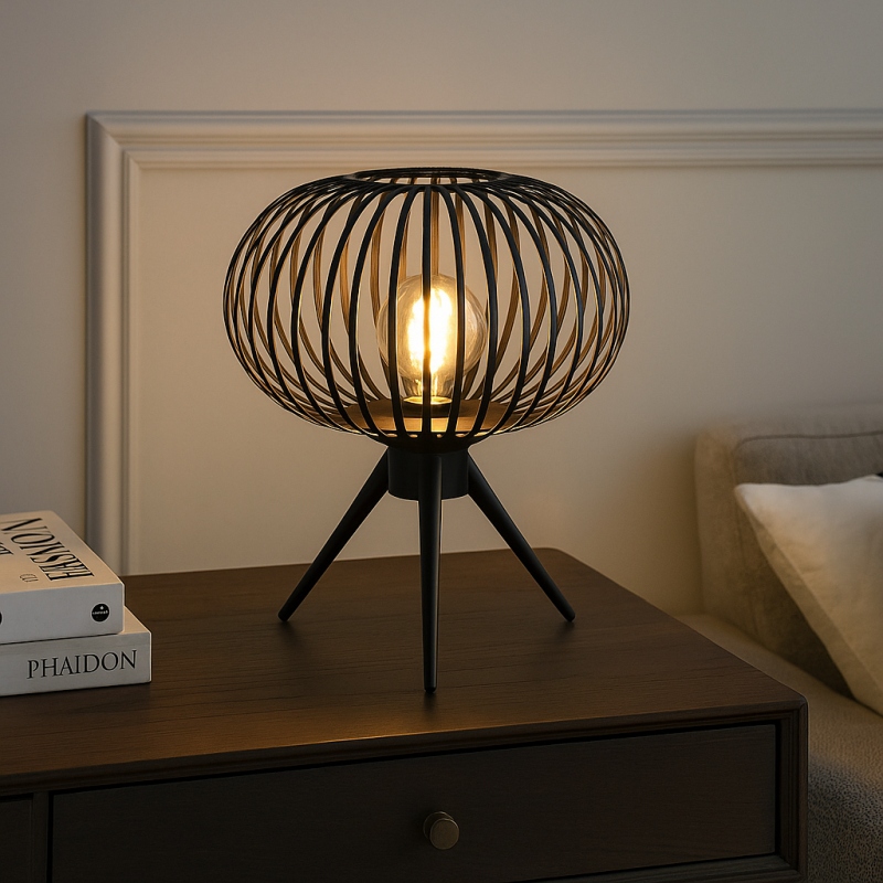 Candeeiro de mesa preto industrial, Lieve, com interruptor