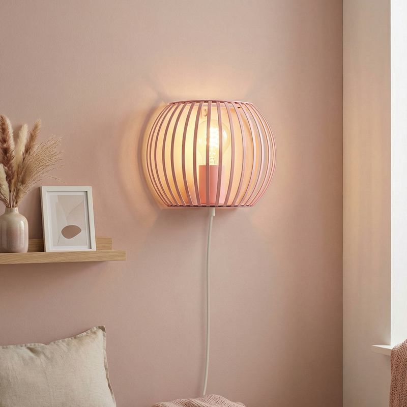 Aplique de parede rosa industrial, Lieve, com interruptor Aplique de parede rosa industrial, Lieve, com interruptor