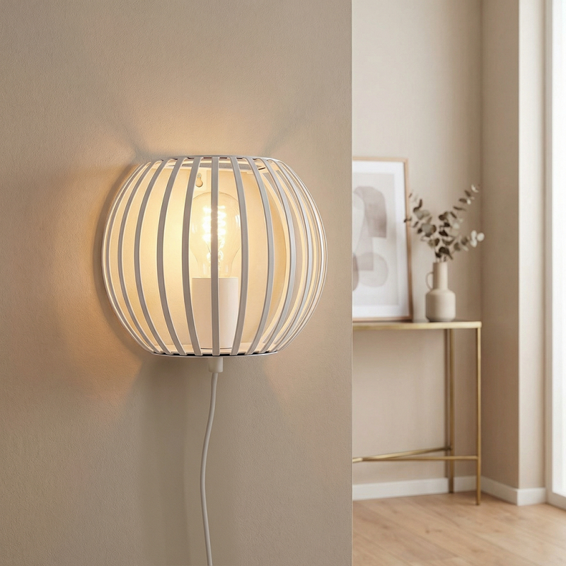 Aplique de parede branco industrial, Lieve, com interruptor Aplique de parede branco industrial, Lieve, com interruptor