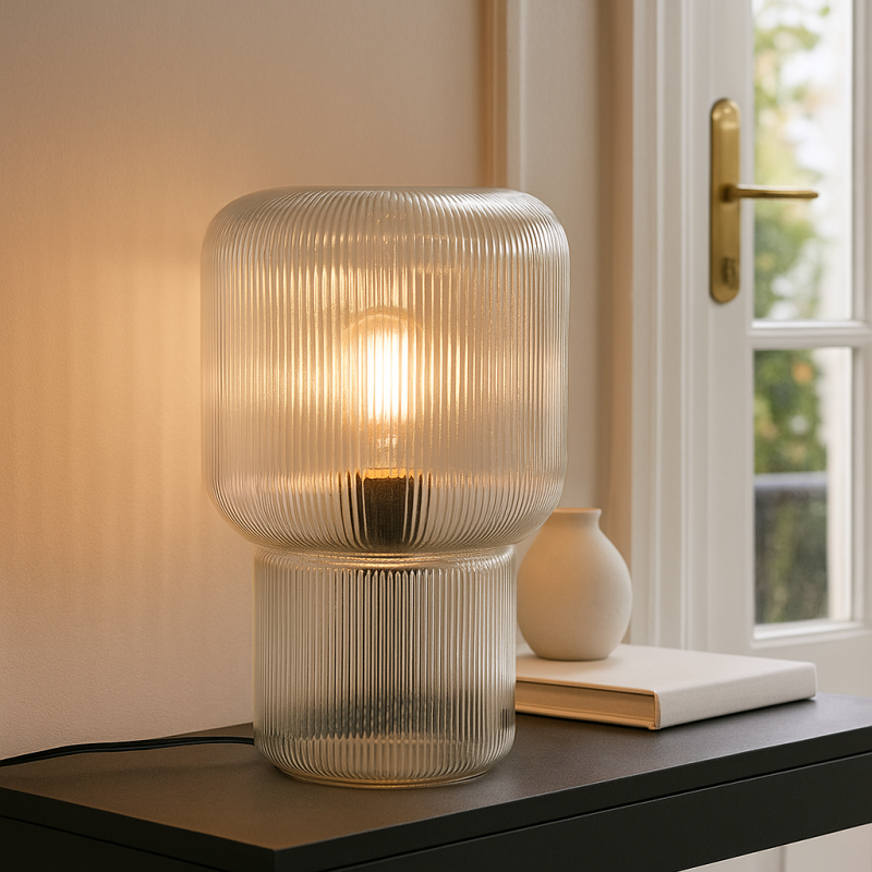 Candeeiro de mesa transparente design, Chelsea, com interruptor Candeeiro de mesa transparente design, Chelsea, com interruptor