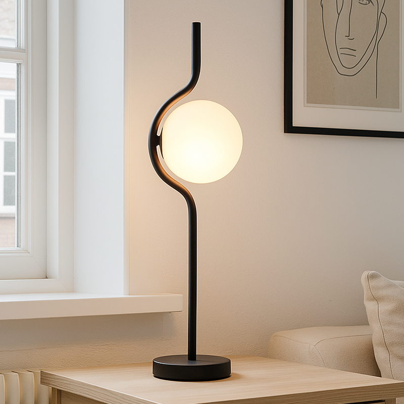 Candeeiro de mesa preto moderno, Merel, com interruptor