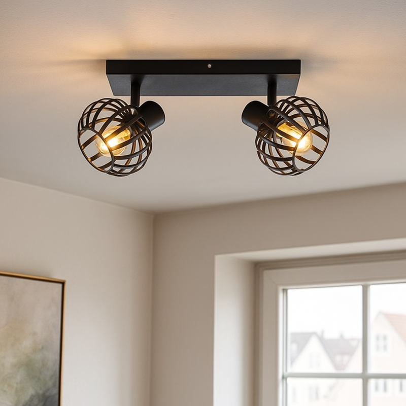Foco de teto preto industrial, Lieve Foco de teto preto industrial, Lieve