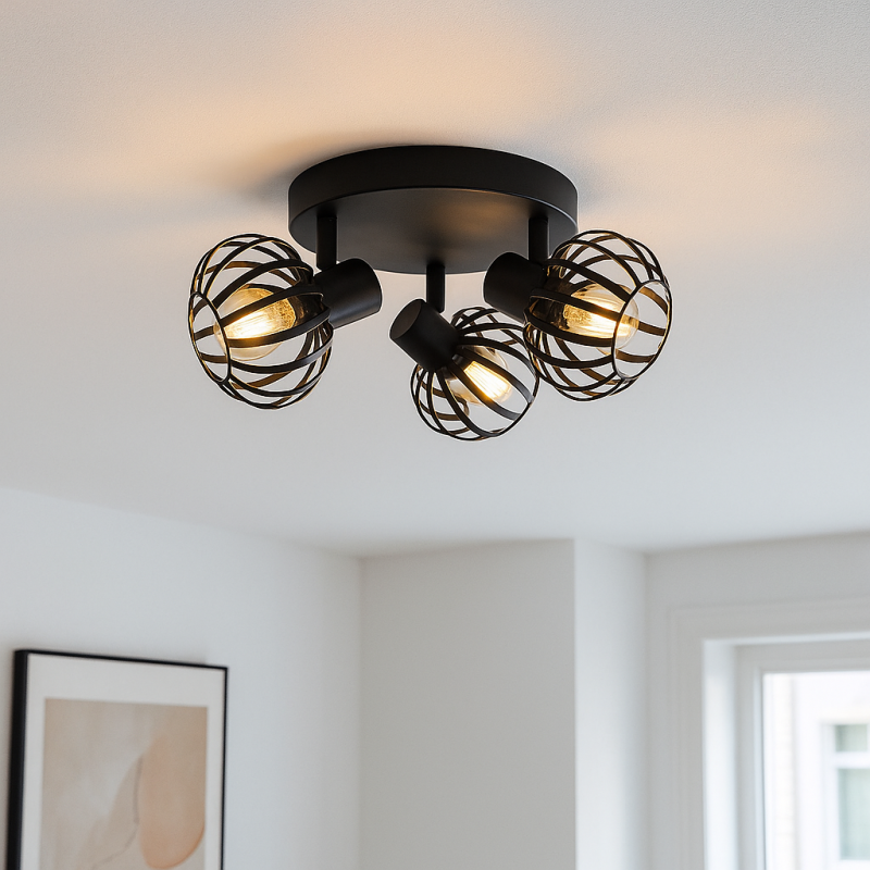 Foco de teto preto industrial, Lieve