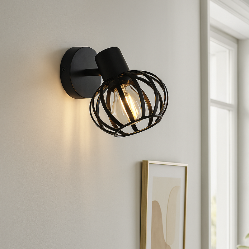 Foco de parede preto industrial, Lieve