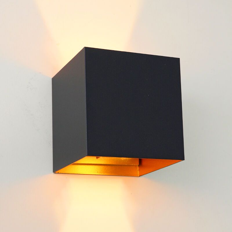 Candeeiro up down preto moderno, Dion, 6W, LED 2700K, IP65