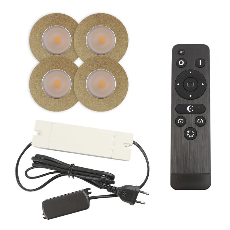 Foco de encastrar de veranda latão moderno, Dico, 3W, LED 2700K, IP65, com comando à distância
