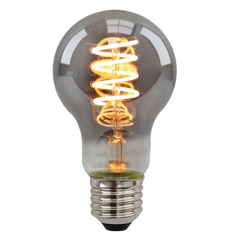 Lâmpada LED E27 Olucia dimerizável, Tuelo, A60, 4W, vidro fumê, 2200k Lâmpada LED E27 Olucia dimerizável, Tuelo, A60, 4W, vidro fumê, 2200k