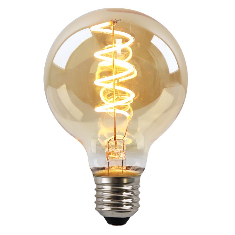Lâmpada de filamento LED E27 Olucia dimerizável Tuelo, âmbar, G80, 4W, 2200K Lâmpada de filamento LED E27 Olucia dimerizável Tuelo, âmbar, G80, 4W, 2200K
