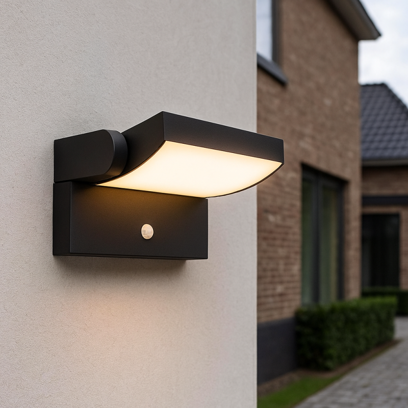 Candeeiro de parede exterior com sensor de movimento preto moderno, Alet, 12,5W, LED 3000K, IP54