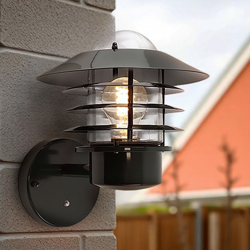 Candeeiro de parede exterior com sensor crepuscular verde de aço inoxidável, Felice, IP44 Candeeiro de parede exterior com sensor crepuscular verde de aço inoxidável, Felice, IP44