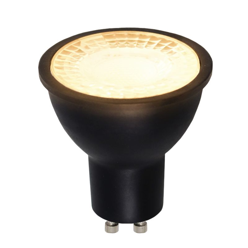 Lâmpada LED GU10 Olucia Antonie, preta, 3W, 2700K