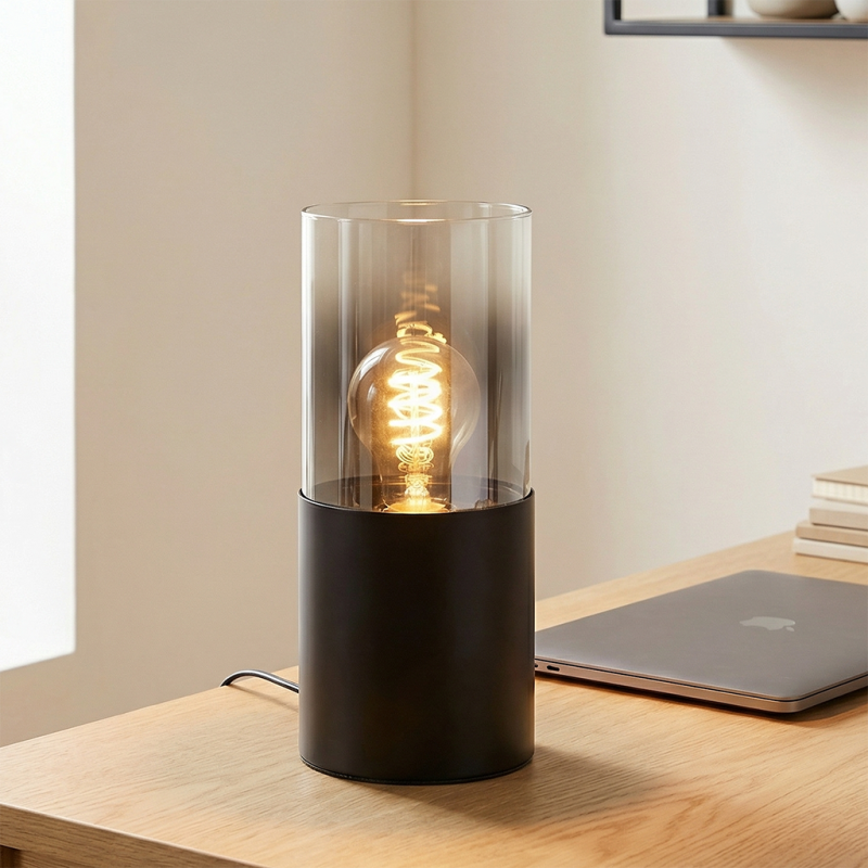 Candeeiro de mesa preto moderno, Huy, com interruptor