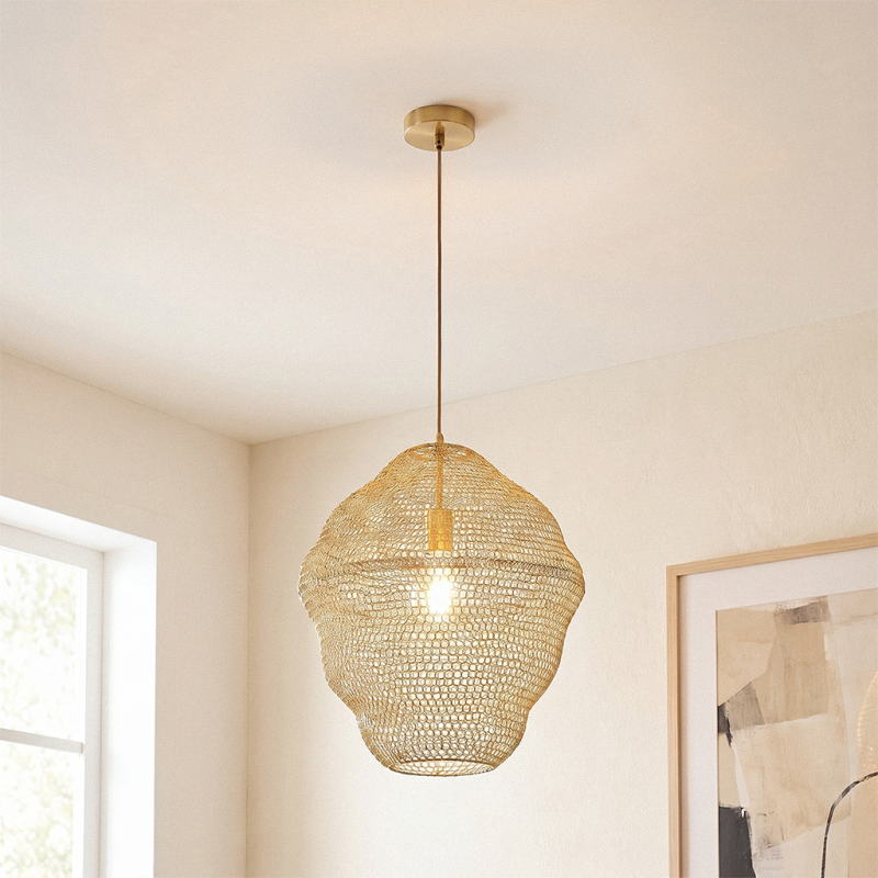 Candeeiro suspenso dourado design, Sep