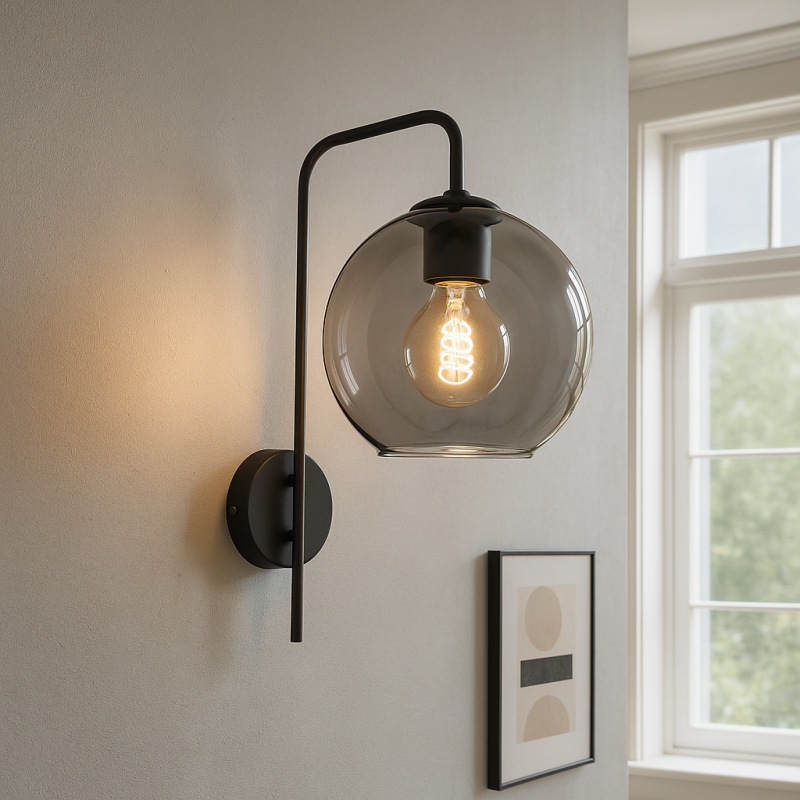 Aplique de parede cinzento design, Giada, com interruptor