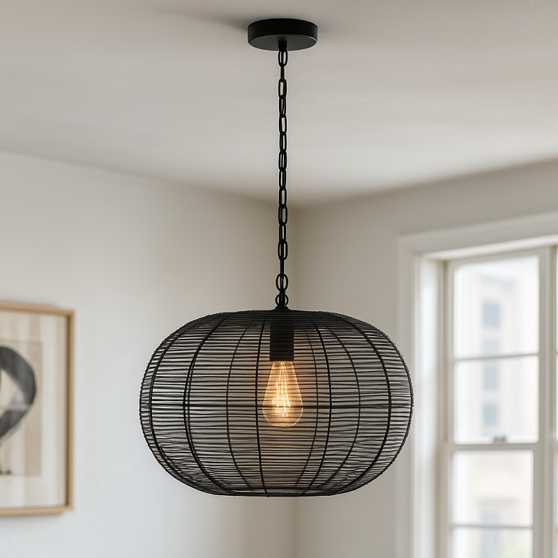 Candeeiro suspenso preto industrial, Phebe