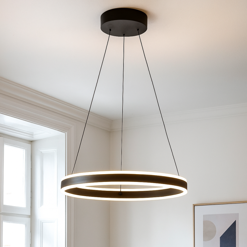 Candeeiro suspenso preto design, Lava, 46W, LED 3000K