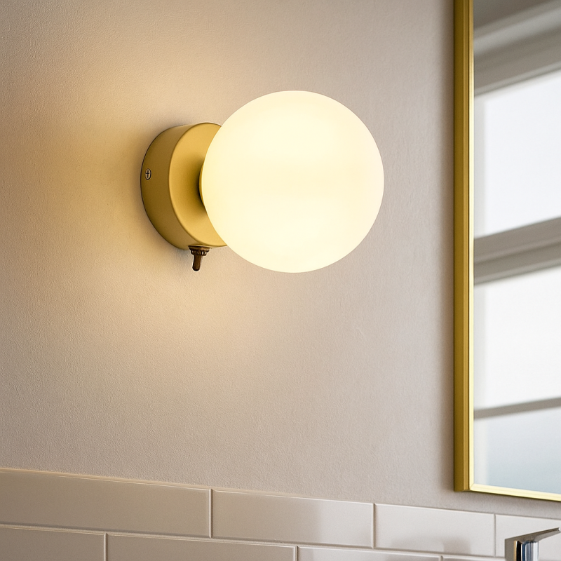 Candeeiro de parede para casa de banho dourado moderno, Amer, IP44