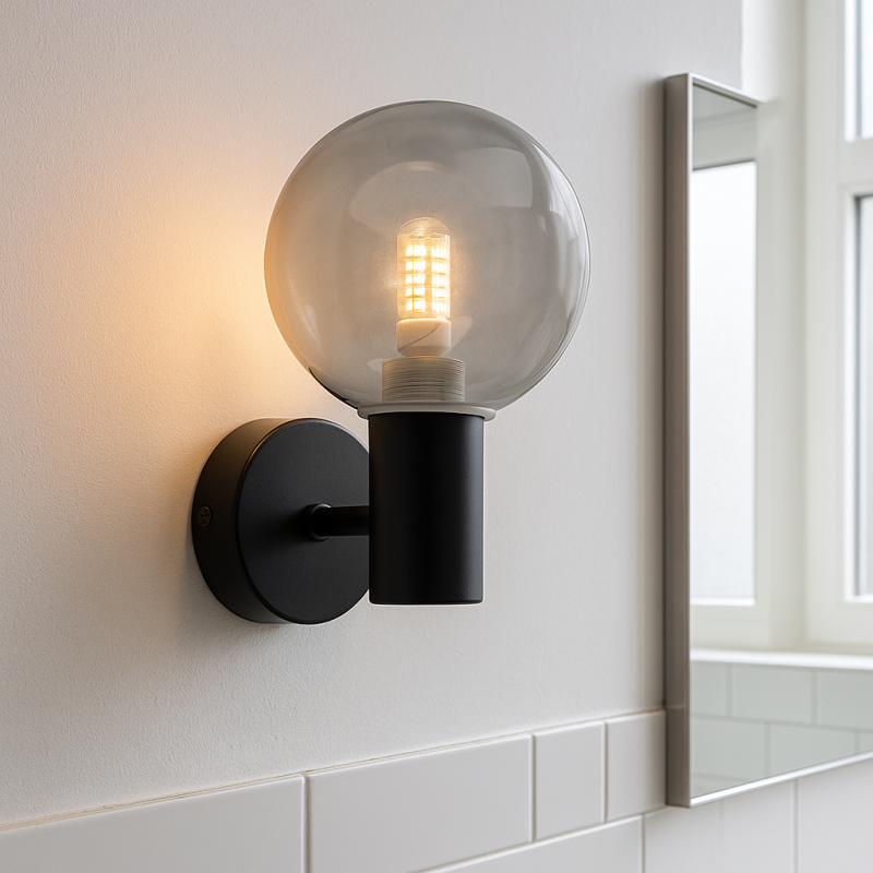 Candeeiro de parede para casa de banho preto moderno, Amer, IP44 Candeeiro de parede para casa de banho preto moderno, Amer, IP44