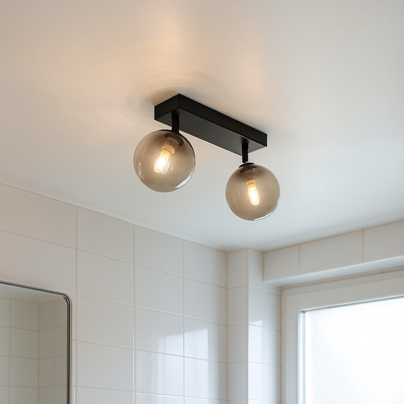 Candeeiro de teto para casa de banho preto moderno, Amer, IP44 Candeeiro de teto para casa de banho preto moderno, Amer, IP44