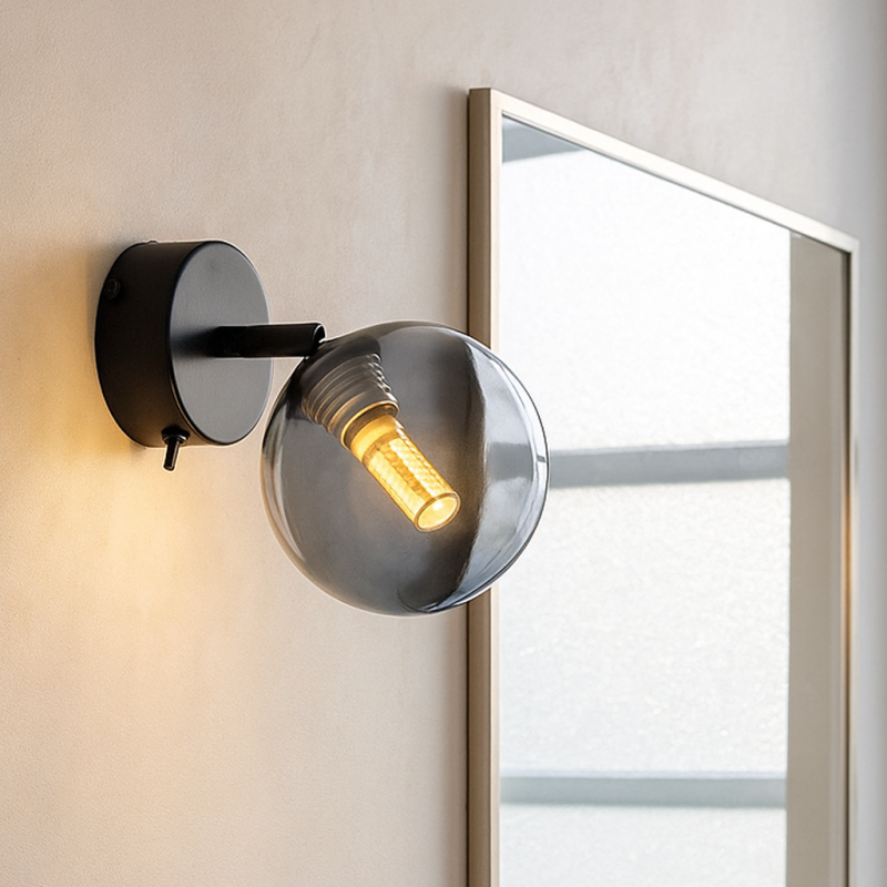 Candeeiro de parede para casa de banho preto moderno, Amer, IP44 Candeeiro de parede para casa de banho preto moderno, Amer, IP44