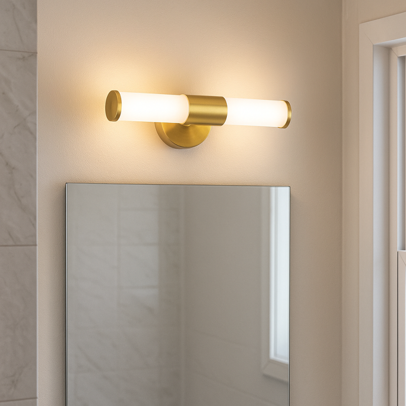 Candeeiro de parede para casa de banho dourado moderno, Callum, IP44 Candeeiro de parede para casa de banho dourado moderno, Callum, IP44