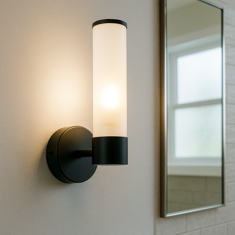 Candeeiro de parede para casa de banho preto moderno, Callum, IP44 Candeeiro de parede para casa de banho preto moderno, Callum, IP44