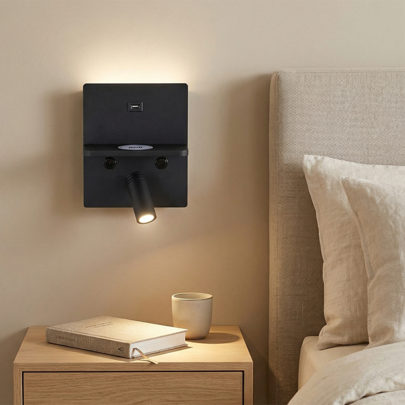 Aplique de parede preto moderno, Isabella, 3W, LED 3000K, com interruptor