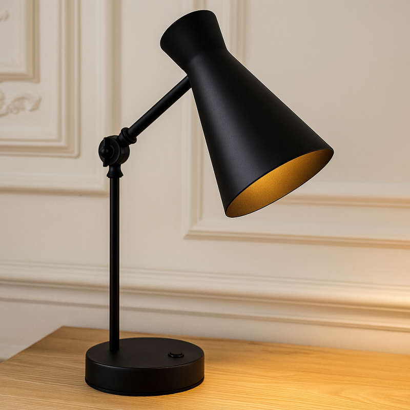 Candeeiro de mesa preto moderno, Steve, com interruptor