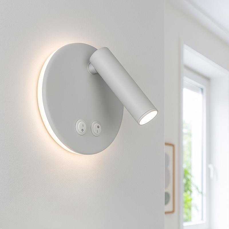 Aplique de parede branco moderno, Robbie, 10W, LED 4000K, com interruptor Aplique de parede branco moderno, Robbie, 10W, LED 4000K, com interruptor