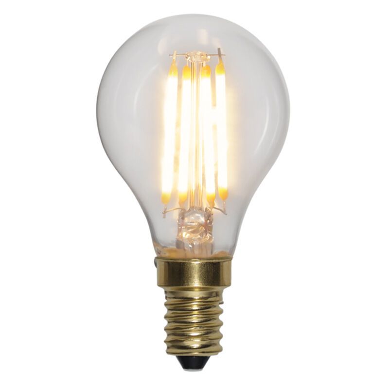 Lâmpada esférica E14 com 3 níveis de intensidade luminosa, 4W, branca extra aconchegante.
