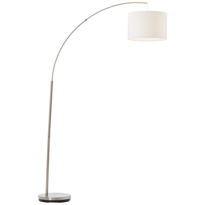 Candeeiro de pé arco branco de tecido, Merinde, com interruptor Candeeiro de pé arco branco de tecido, Merinde, com interruptor