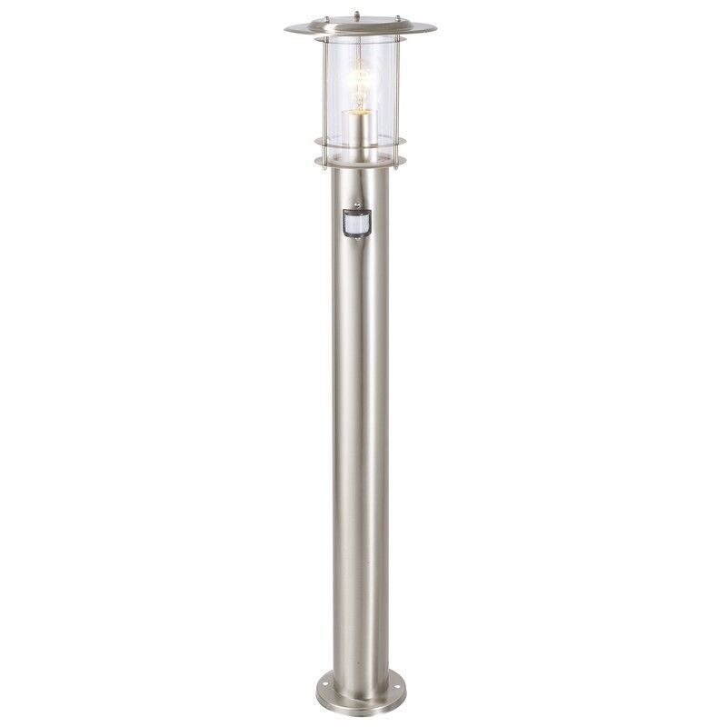 Candeeiro de pé exterior com sensor de movimento cromo de metal, Shamayra, IP44 Candeeiro de pé exterior com sensor de movimento cromo de metal, Shamayra, IP44