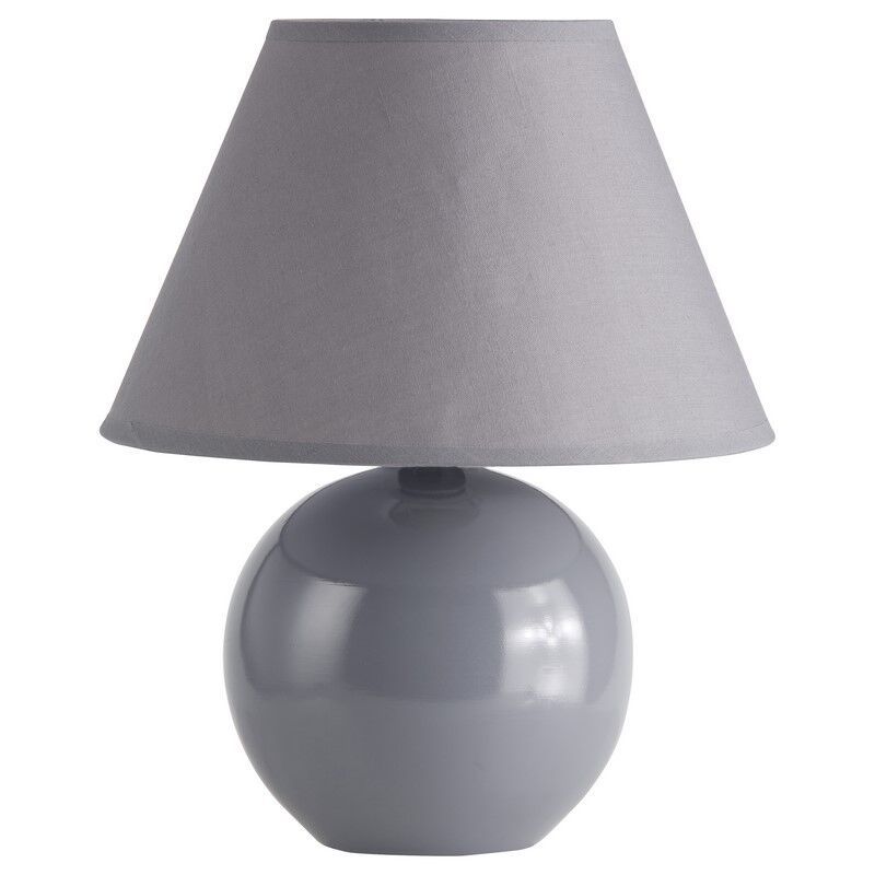 Candeeiro de mesa de cerâmica cinzento, Pilar, com interruptor