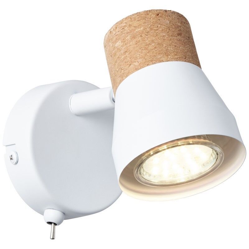 Aplique de parede de cortiça branco, Charlotte, com interruptor