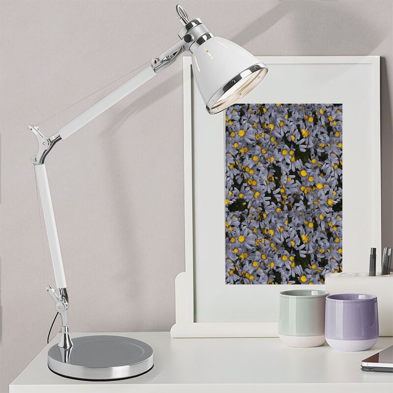 Candeeiro de secretaria cromo design, Luuke, com interruptor