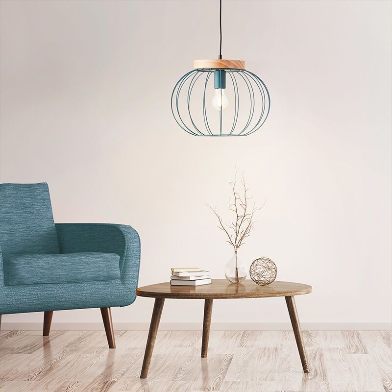 Candeeiro suspenso azul industrial, Donato