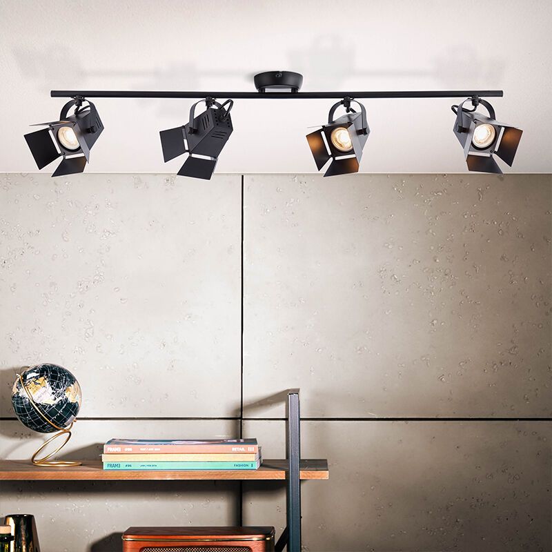 Foco de teto preto industrial, Jowenna, 5W, LED 3000K