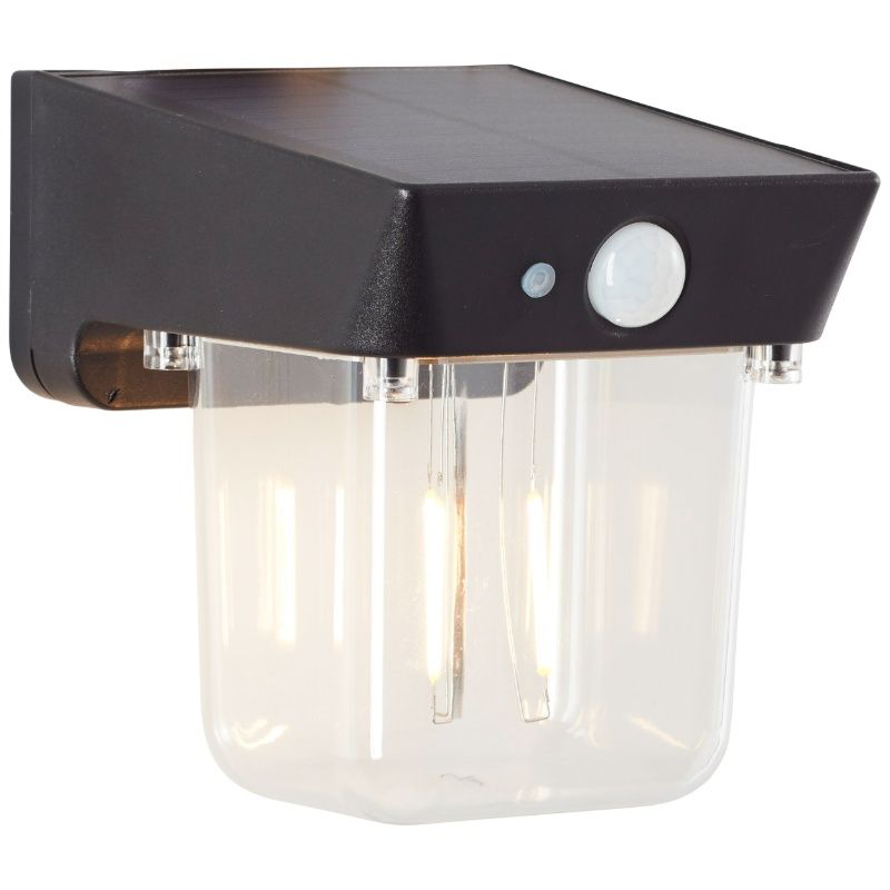 Candeeiro de parede exterior solar preto moderno, Steijn, 2W, LED 2700K, IP44