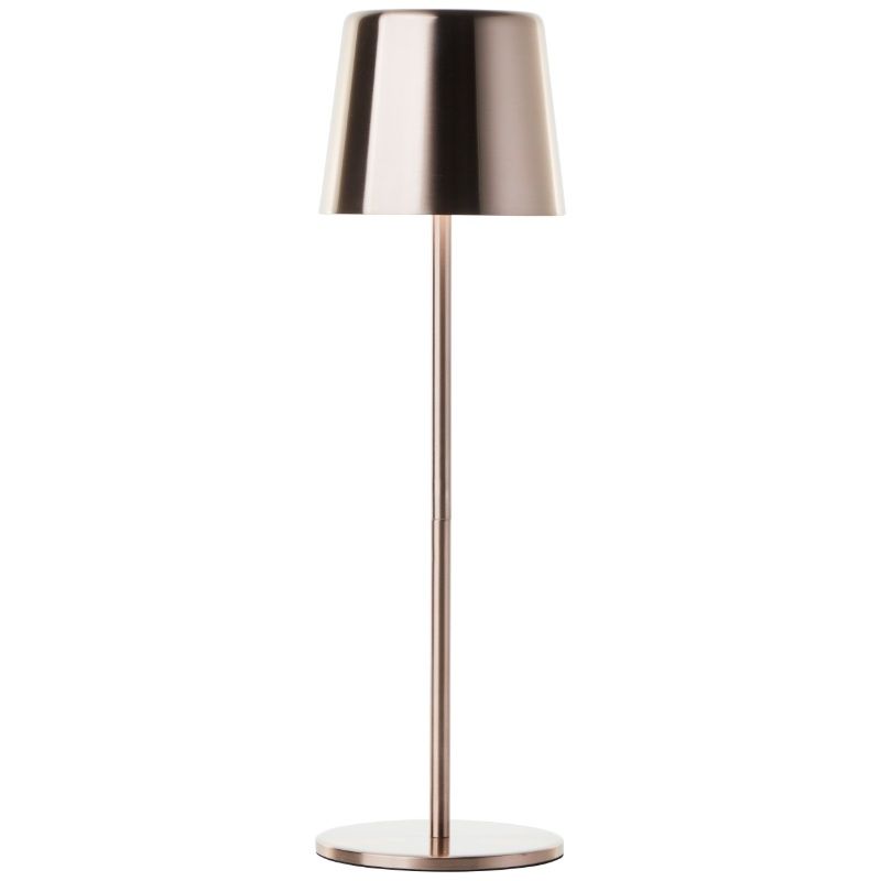 Candeeiro de mesa exterior recarregável cobre moderno, Skander, 4W, LED ajustável de branco quente a branco frio, IP44, com dimmer tátil Candeeiro de mesa exterior recarregável cobre moderno, Skander, 4W, LED ajustável de branco quente a branco frio, IP44, com dimmer tátil