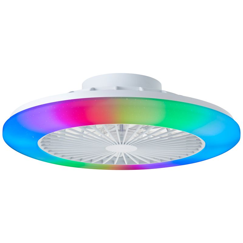 Ventilador de teto moderno branco, Sofieke, 40W, LED RGBW, com controle remoto. Ventilador de teto moderno branco, Sofieke, 40W, LED RGBW, com controle remoto.