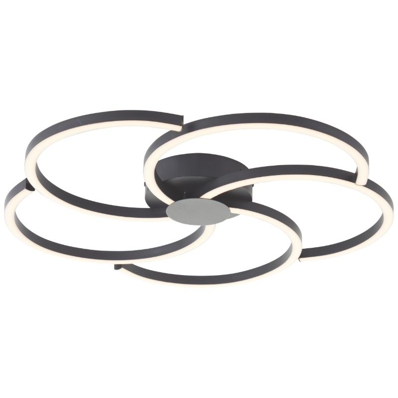 Candeeiro de teto preto design, Somia, 32W, LED 3000K, regulável em 3 níveis