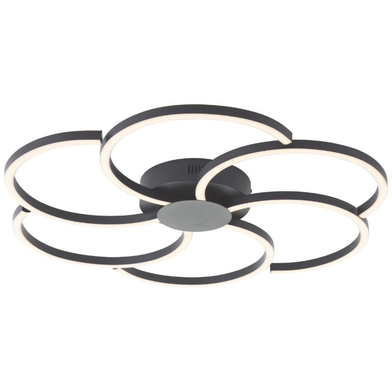 Candeeiro de teto preto design, Somia, 32W, LED ajustável de branco quente a branco frio, com comando à distância