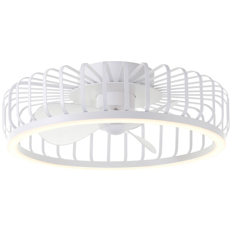 Ventilador de teto moderno branco, Tolga, 36W, LED 2700K-4000K-6500K, com controle remoto.