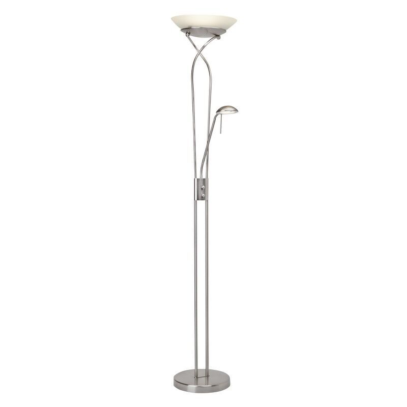 Candeeiro de leitura de pé cromo moderno, Joann, 18W, LED 3000K, com interruptor