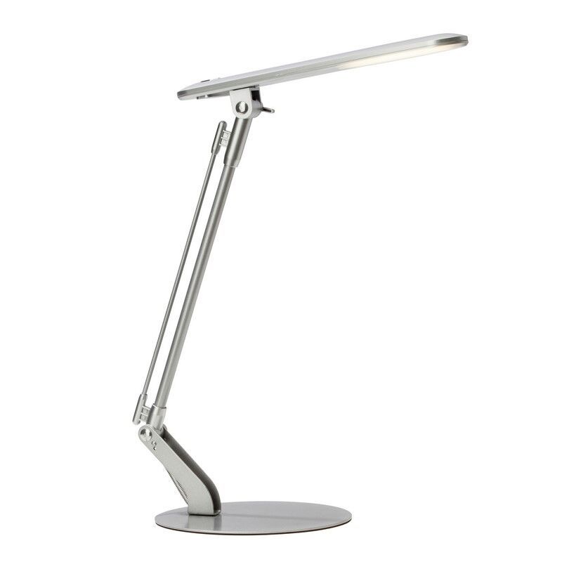 Candeeiro de secretaria prateado de metal, Larah, 6W, LED 4000K, com interruptor