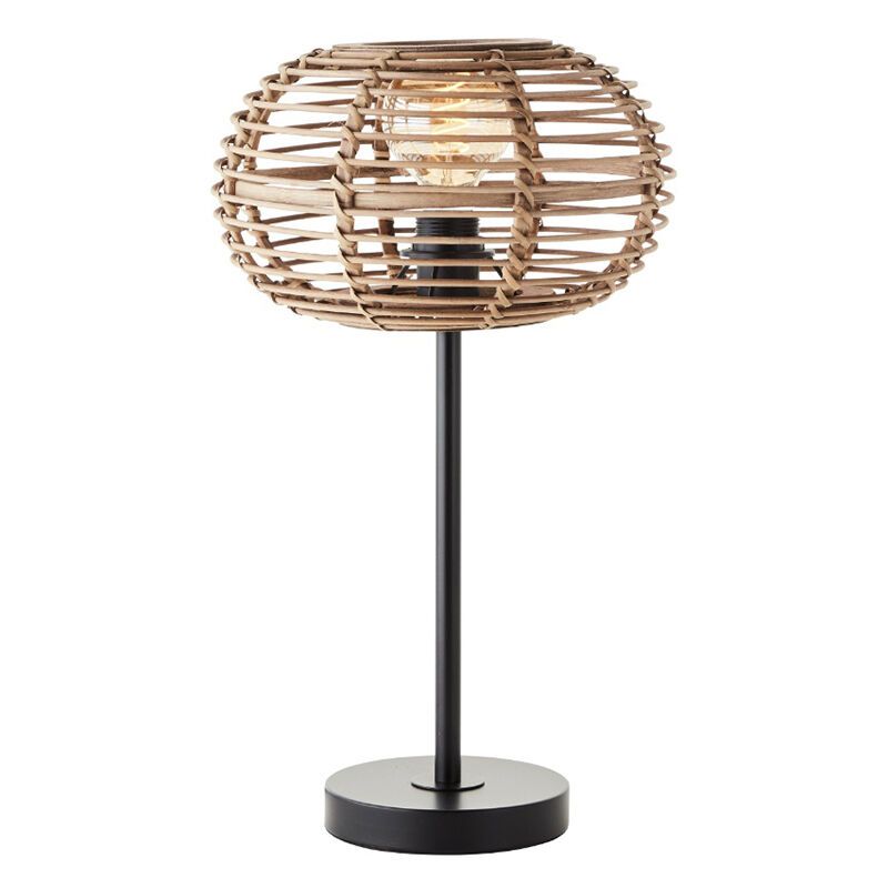 Candeeiro de mesa de rattan castanho, Sevim, com interruptor